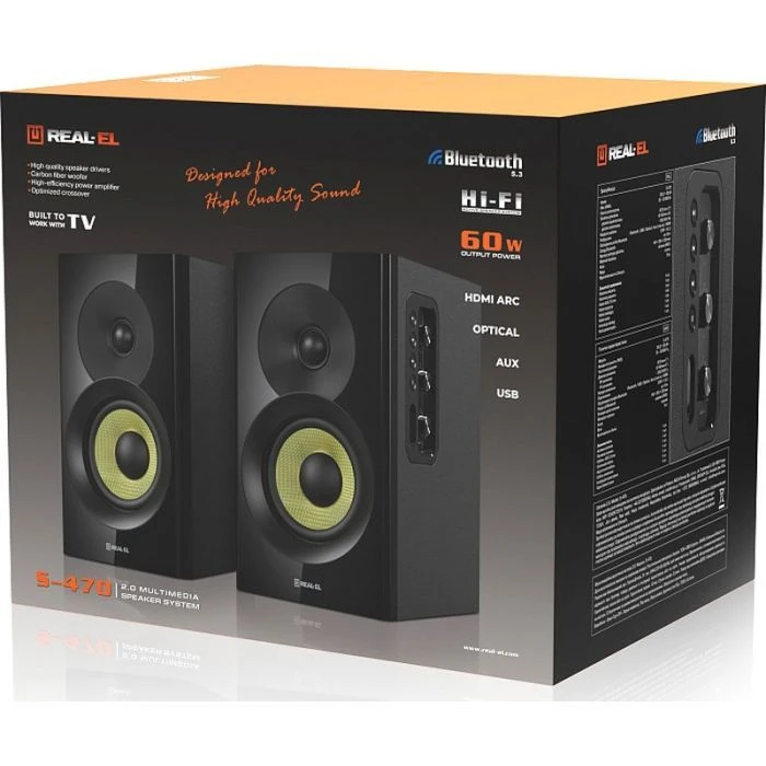REAL-EL S-470 Black (EL121200018) (UA) ; Підключення: дротове,