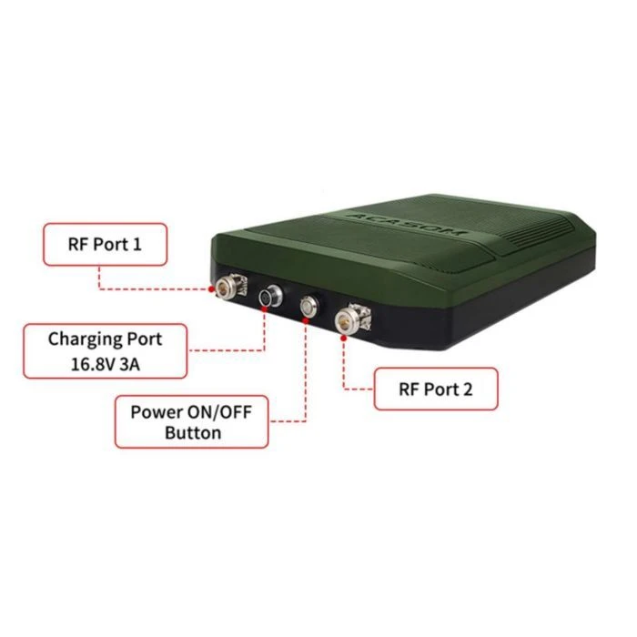 Усилитель сигнала для дрона Acasom ROC-6 Green 2.4G/5.2/5.8G (20Вт 5000mAh/16.8V) (ROC-6 Green) (UA) ; Рабочая частота: 2.4 - 2.5 ГГц, 5.15 -