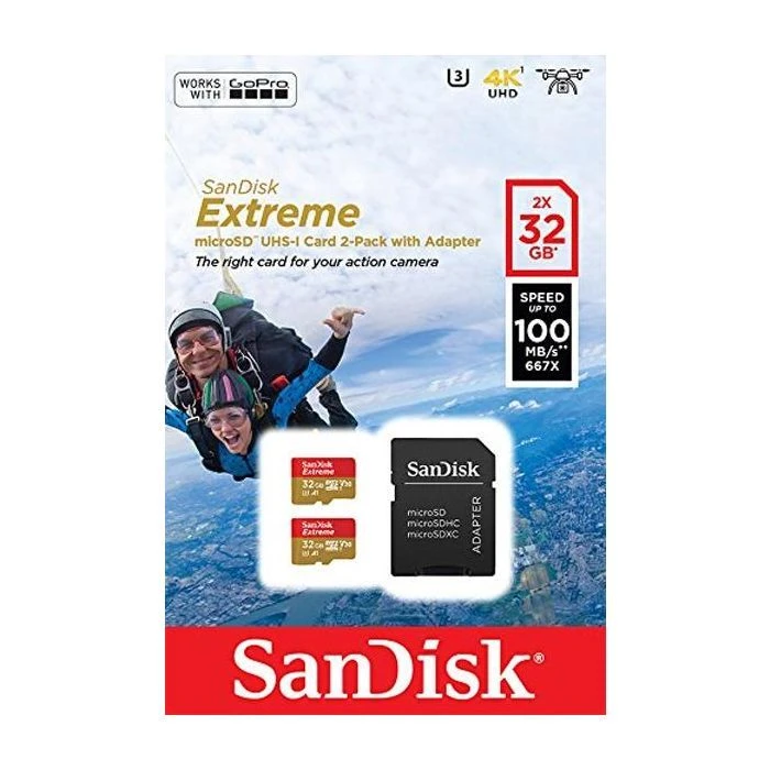 SanDisk 32GB microSD class 10 UHS-I U3 V30 A1 Extreme (SDSQXAF-032G-GN6AT) (UA) ; Объем памяти: 32 ГБ; Класс карты: