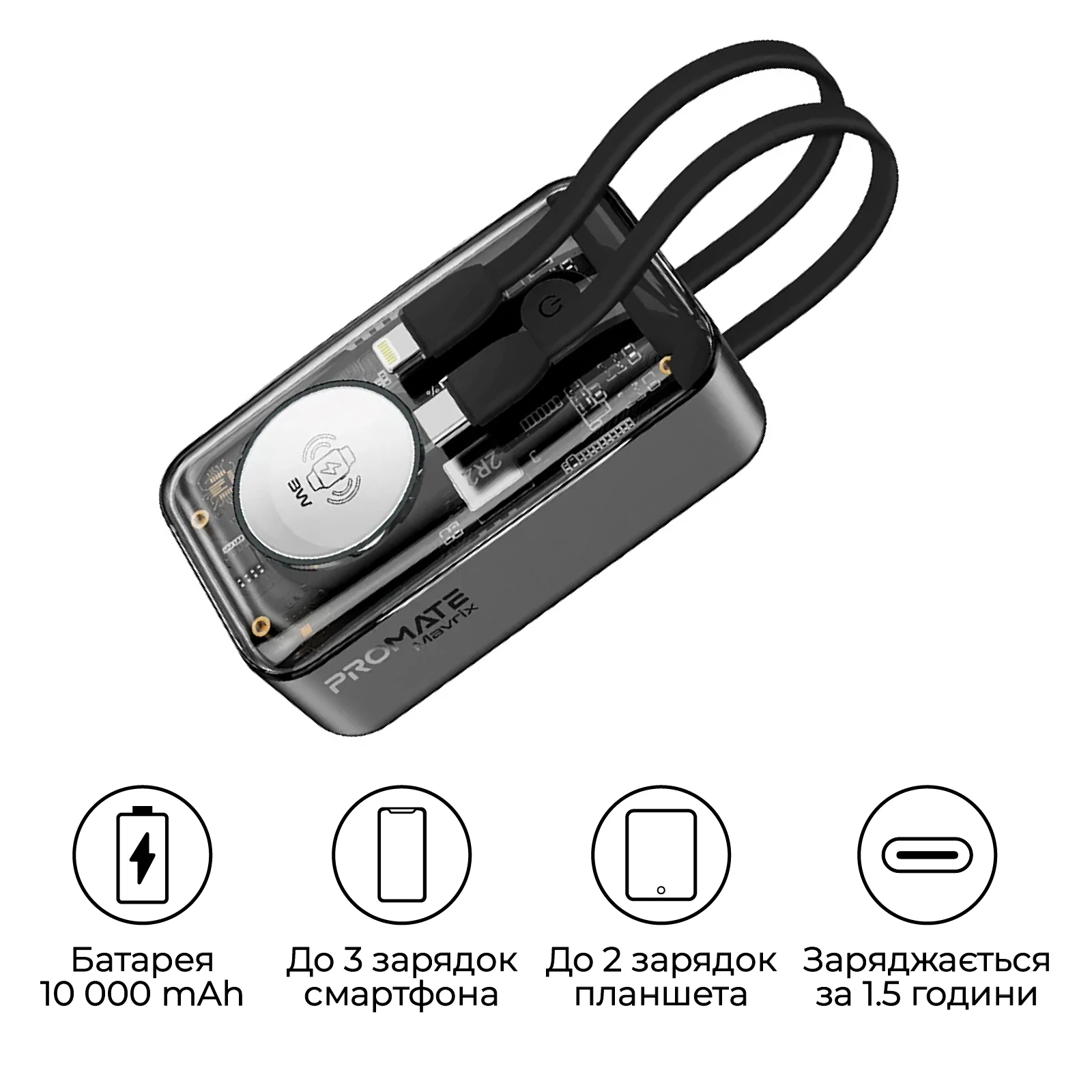 Promate Mavrix 10000mAh 35W Black (mavrix.black) Ємність: 10000 мА / год; Технологія: