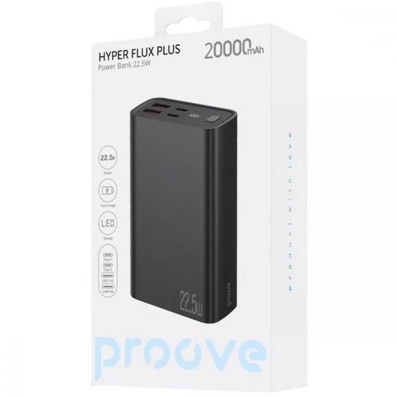 Proove Hyper Flux Plus 22.5W 20000mAh Black (PBF222120001) Ємність: 20000 мА / год; Технологія: