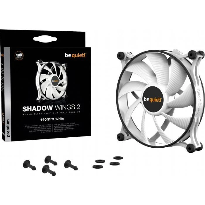 Кулер для корпусу Be quiet! SHADOW WINGS 2 White (BL090) (UA) ; Діаметр вентиляторів: 140 мм; Тип