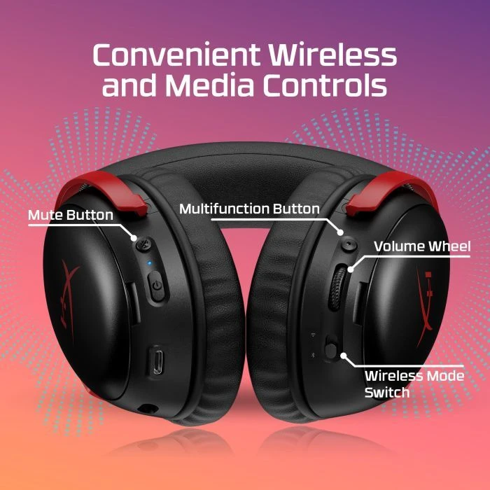Наушники HyperX Cloud III S Wireless/USB-A/USB-C Black/Red (A59Z0AA) (UA) ; Интерфейс подключения: Bluetooth,