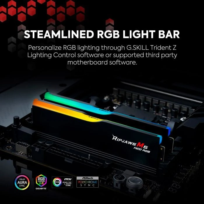 DDR5 32GB (2x16GB) 6000 MHz Ripjaws M5 Neo RGB Matte White G.Skill (F5-6000J3636F16GX2-RM5NRW) (UA)