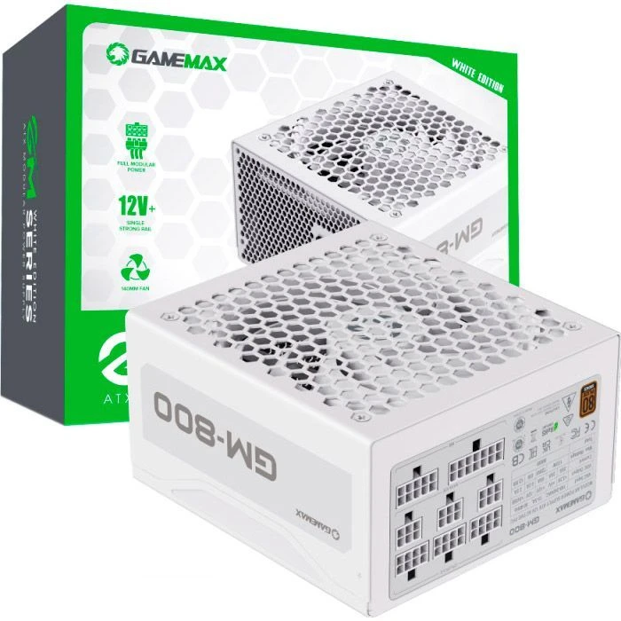 Gamemax 800W (GM-800 Modular white) (UA) ; Стандарт БЖ: ATX; Потужність: 800