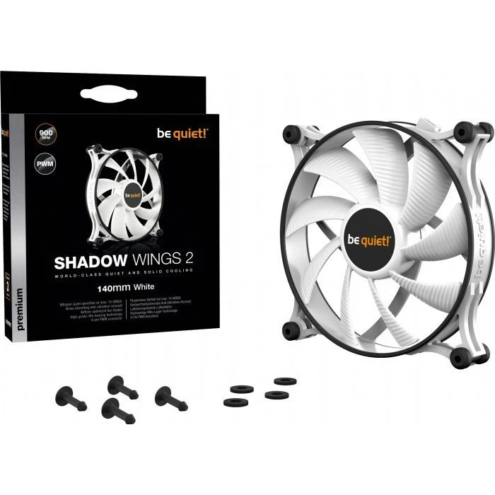 Кулер для корпусу Be quiet! SHADOW WINGS 2 PWM White (BL091) (UA) ; Діаметр вентиляторів: 140 мм; Тип