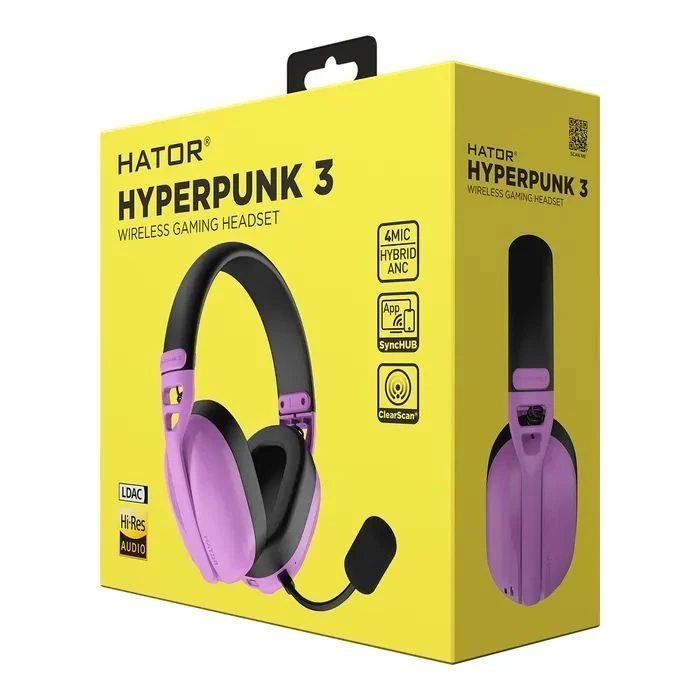 Наушники Hator Hyperpunk 3 Wireless Hi-Res SyncHUB connection Cyber Violet (ESH19) (UA) ; Назначение: для телевизора, для