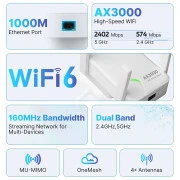 Точка доступу Fenvi F-AX3000R Wi-Fi Ретранслятор Двохдіапазонний 2.4/5Ghz Посилювач сигналу