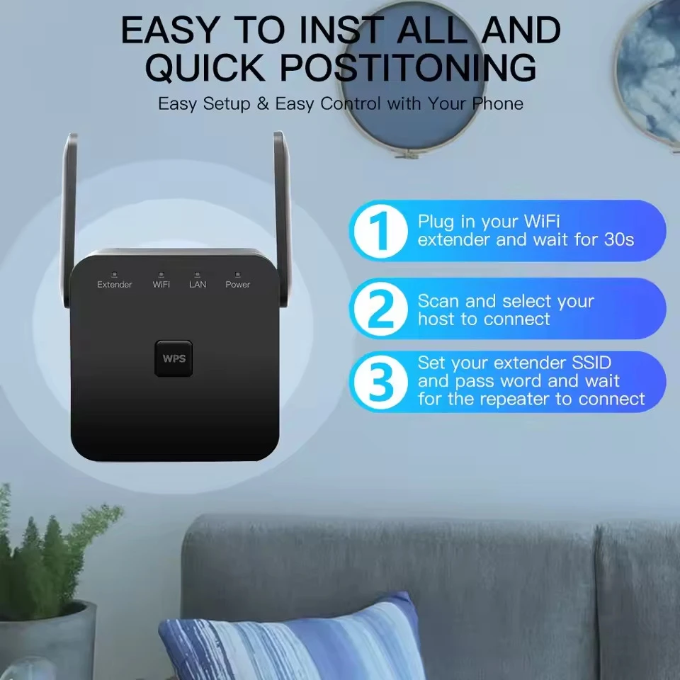 Точка доступу Fenvi Pro 300M Wi-Fi Repeater 2.4Ghz Network Expander Швидкість WiFi: 802.11 a / b / g / n 300 Мбіт / с;