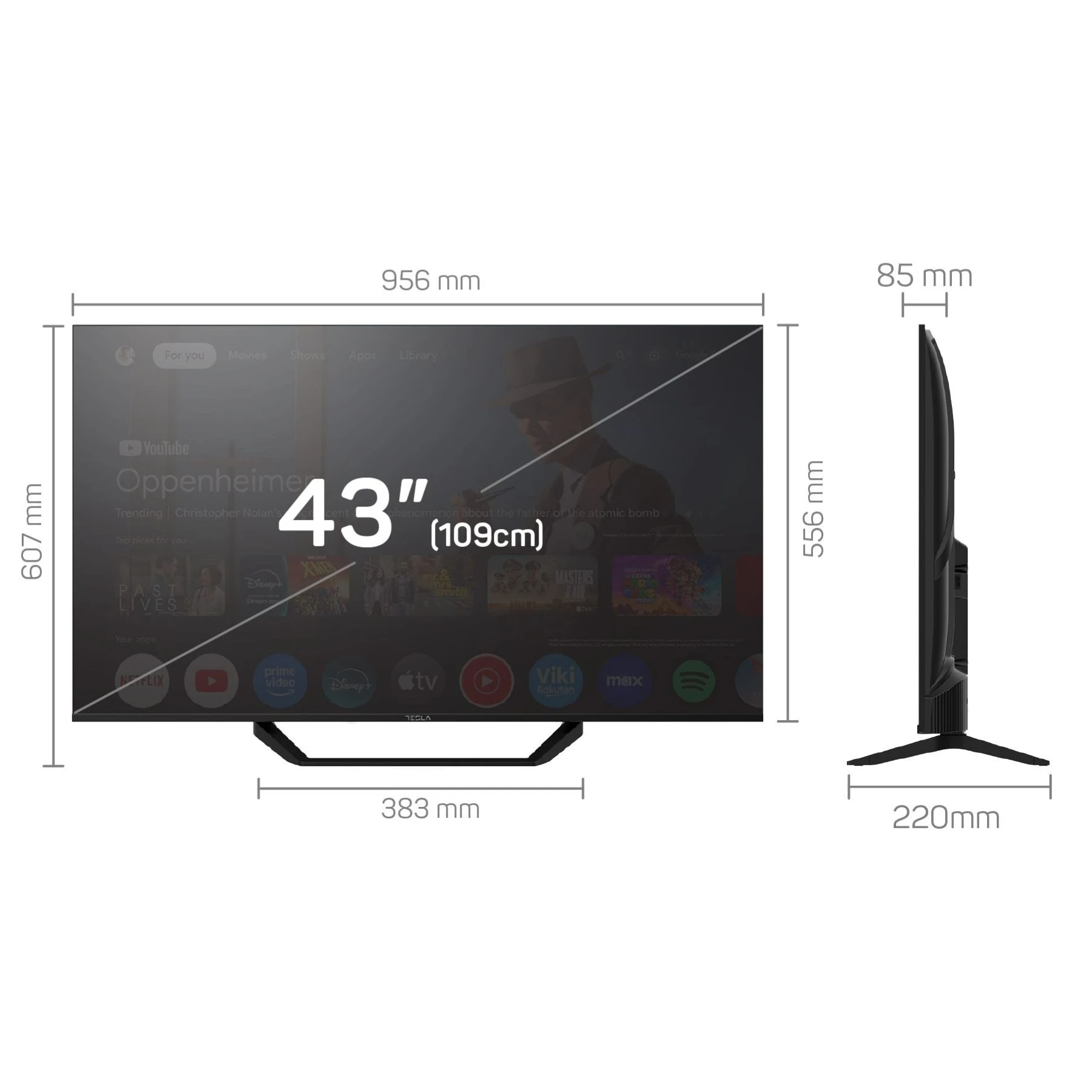 Tesla 43E655BUS Діагональ екрану: 43; Роздільна