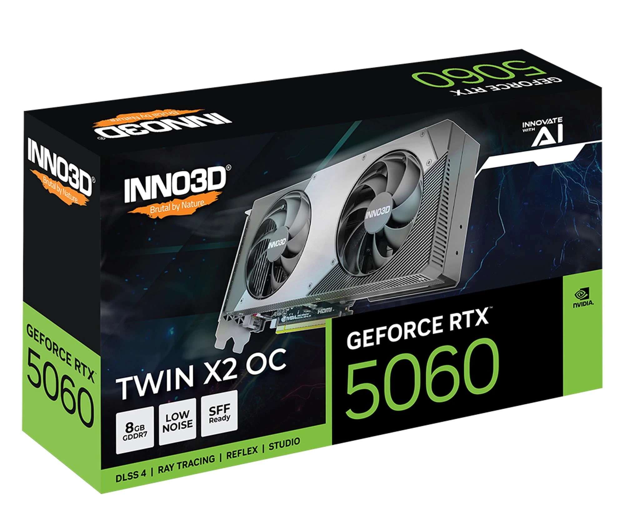 INNO3D GeForce RTX 5060 X2 OC 8GB GDDR7 DLSS4 (N50602-08D7X-195070N) EU Серія відеокарт: GeForce RTX 50;