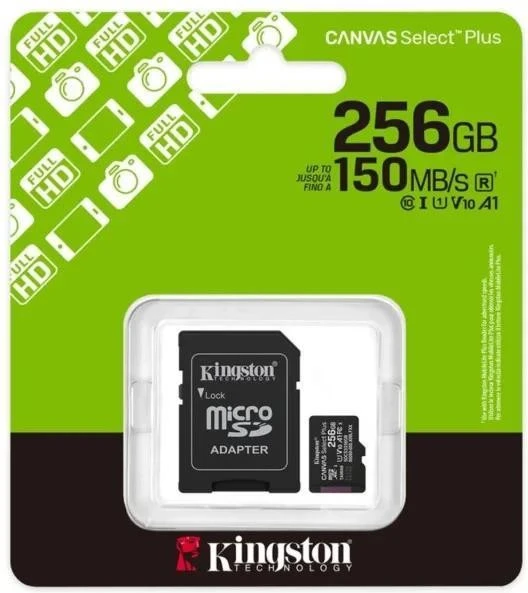 Kingston 256 GB microSDXC Canvas Select Plus Gen3 + SD-adapter SDCS3/256GB (UA)