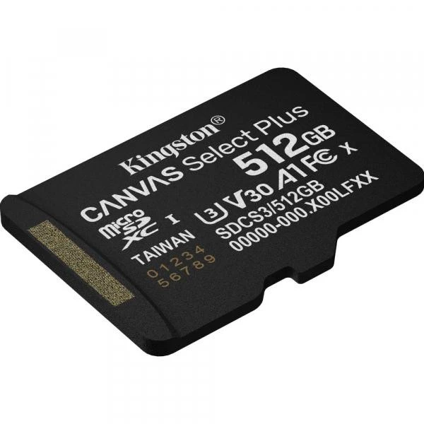 Kingston 512 GB microSDXC Canvas Select Plus Gen3 SDCS3/512GBSP (UA) Бренд: Kingston; Объем памяти, ГБ: 512;