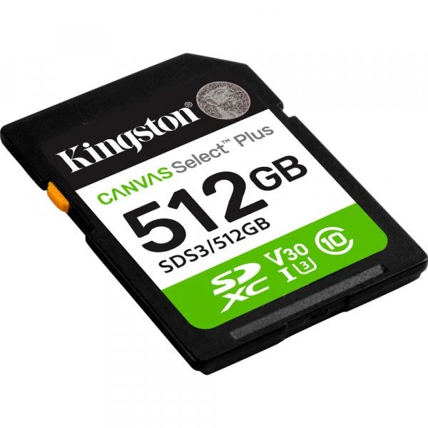 Kingston 512GB SDXC Canvas Select Plus Gen3 SDS3/512GB Бренд: Kingston; Объем памяти, ГБ: 512;