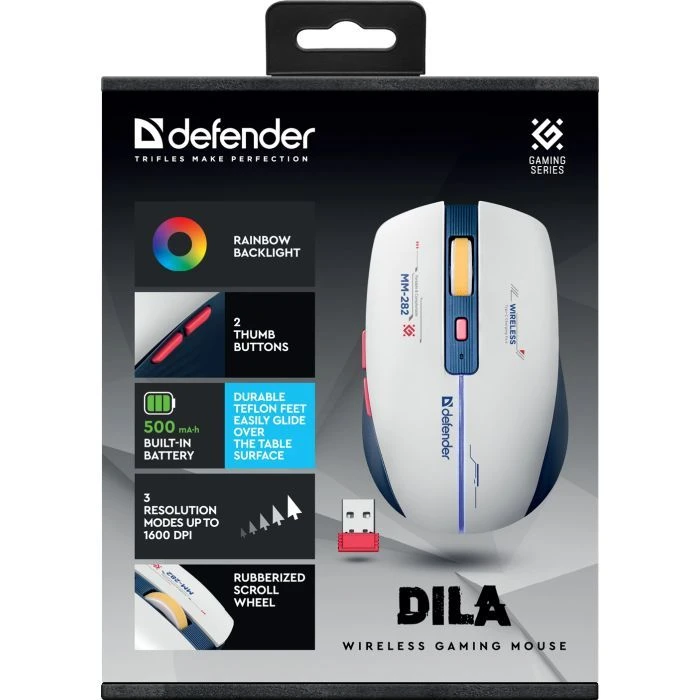 Defender Dila MM-282 Wireless White/Blue (52282) (UA) ; Підключення: бездротове;