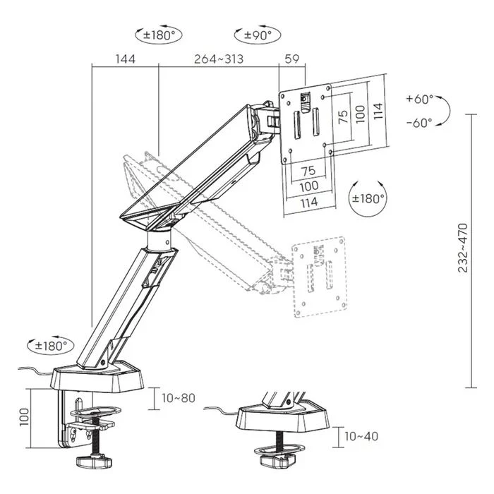 Кронштейн OfficePro MAG201W (UA) ; Тип: поворотно-наклонный;