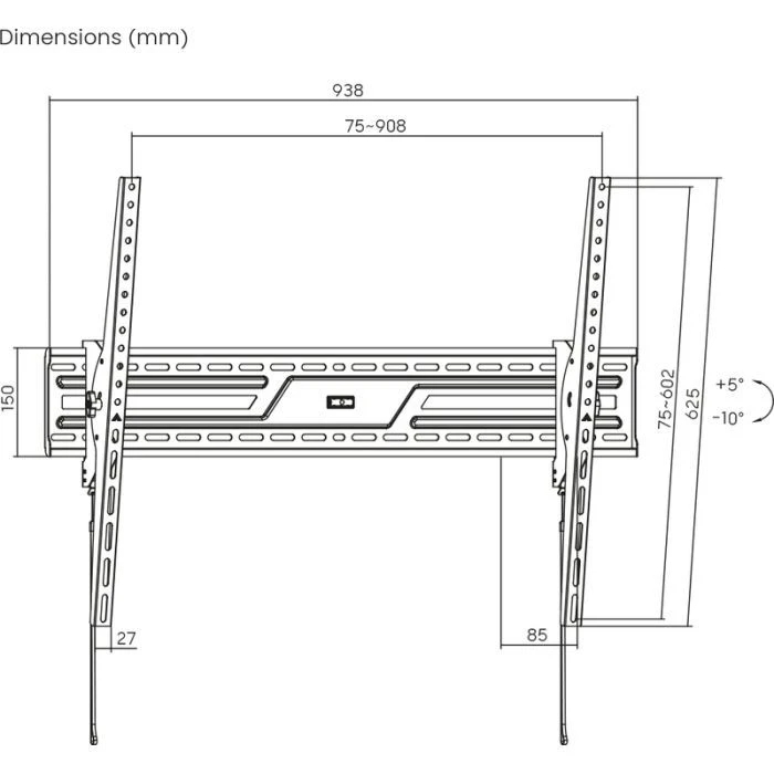 Кронштейн Brateck KL38-69T (UA) ; Тип: нахилений; Варианти