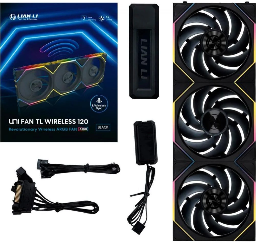 Вентилятор Lian Li Uni Fan TL Wireless 120 Black 3-Pack (G99.12TL1W3B.00) (UA) Бренд: Lian Li; Призначення: для
