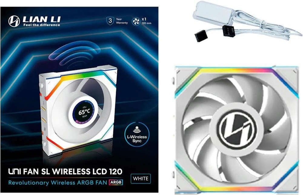 Вентилятор Lian Li Uni Fan SL Wireless LCD 120 Reverse Blade White (G99.12RSLLCD1W1W.00) (UA)