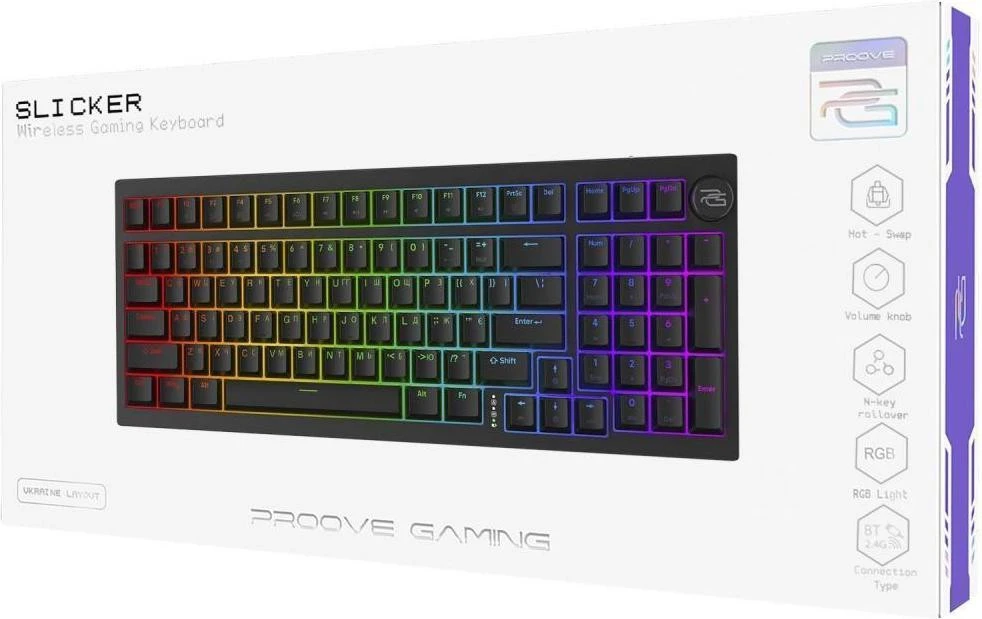 Proove Gaming Slicker Wireless Keyboard White (WKSL00022402) Бренд: Proove; Проводне