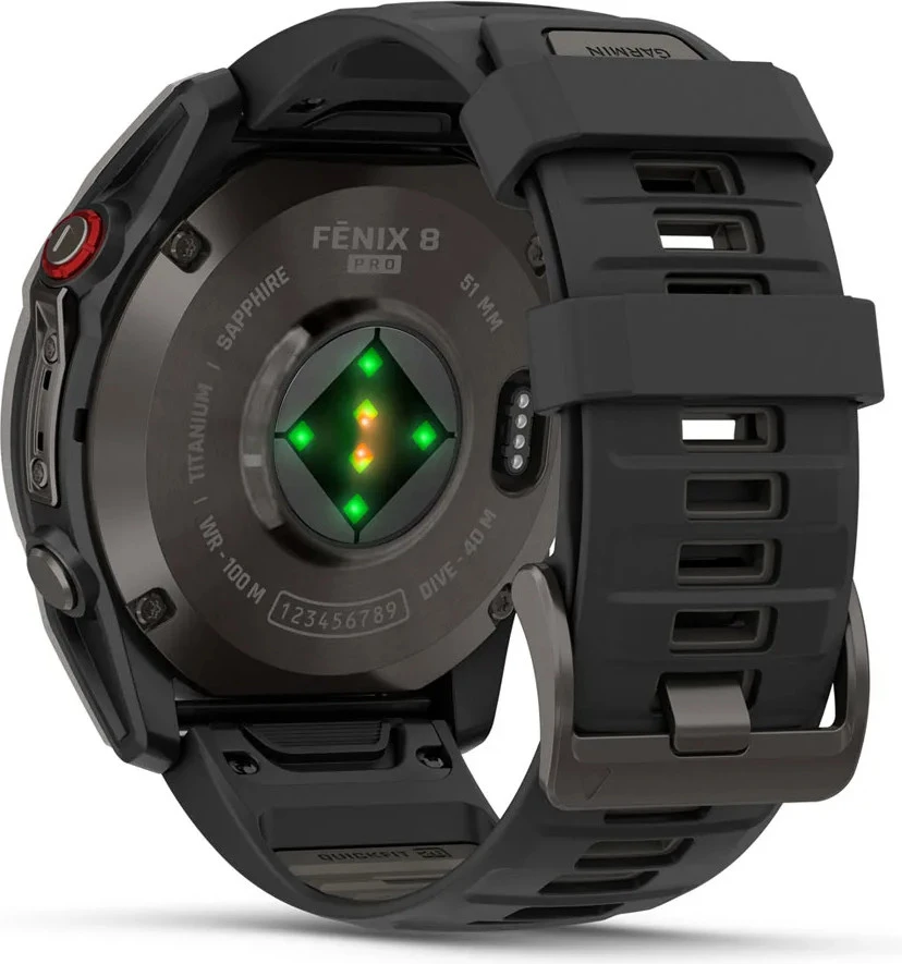 Garmin Fenix 8 Pro 51 mm AMOLED Carbon Gray DLC Titanium with Black/Pebble Gray (010-03199-00/01) Бренд: Garmin; Лінійка: Fenix 8 Pro; iOS: є;