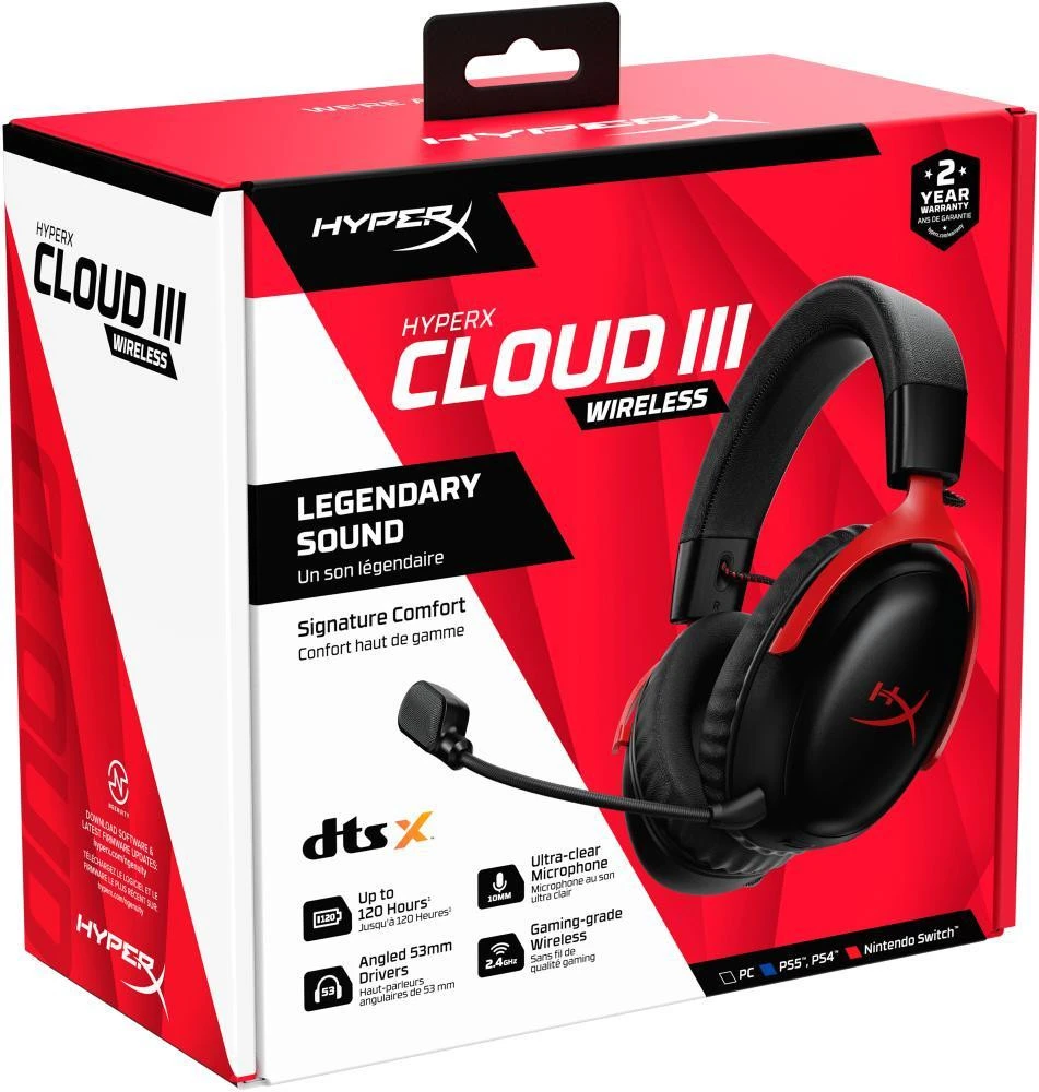 HyperX Cloud III Wireless Black/Red (77Z46AA) (EU) Бренд: HyperX; Лінійка: Cloud III Wireless;