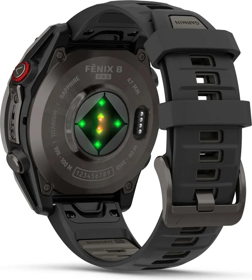 Garmin Fenix 8 Pro 47 mm AMOLED Carbon Gray DLC Titanium with Black/Pebble Gray (010-03198-00/01) Бренд: Garmin; Линейка: Fenix 8 Pro; iOS: