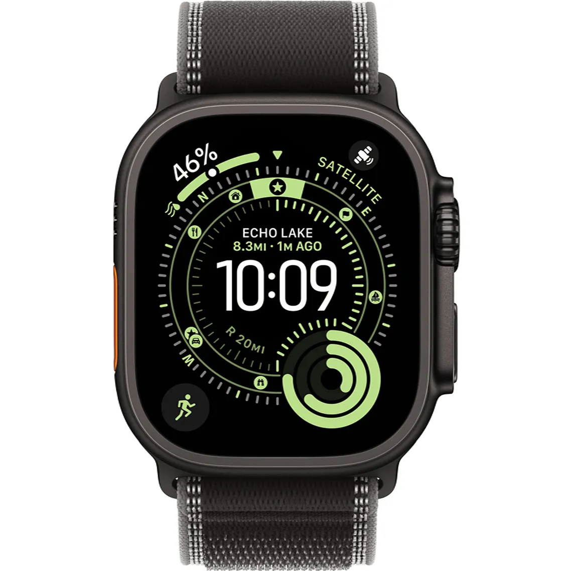 Apple Watch Ultra 3 GPS + Cellular 49mm Black Tit. Case w. Black/Charcoal Trail Loop - S/M (MF1D4)