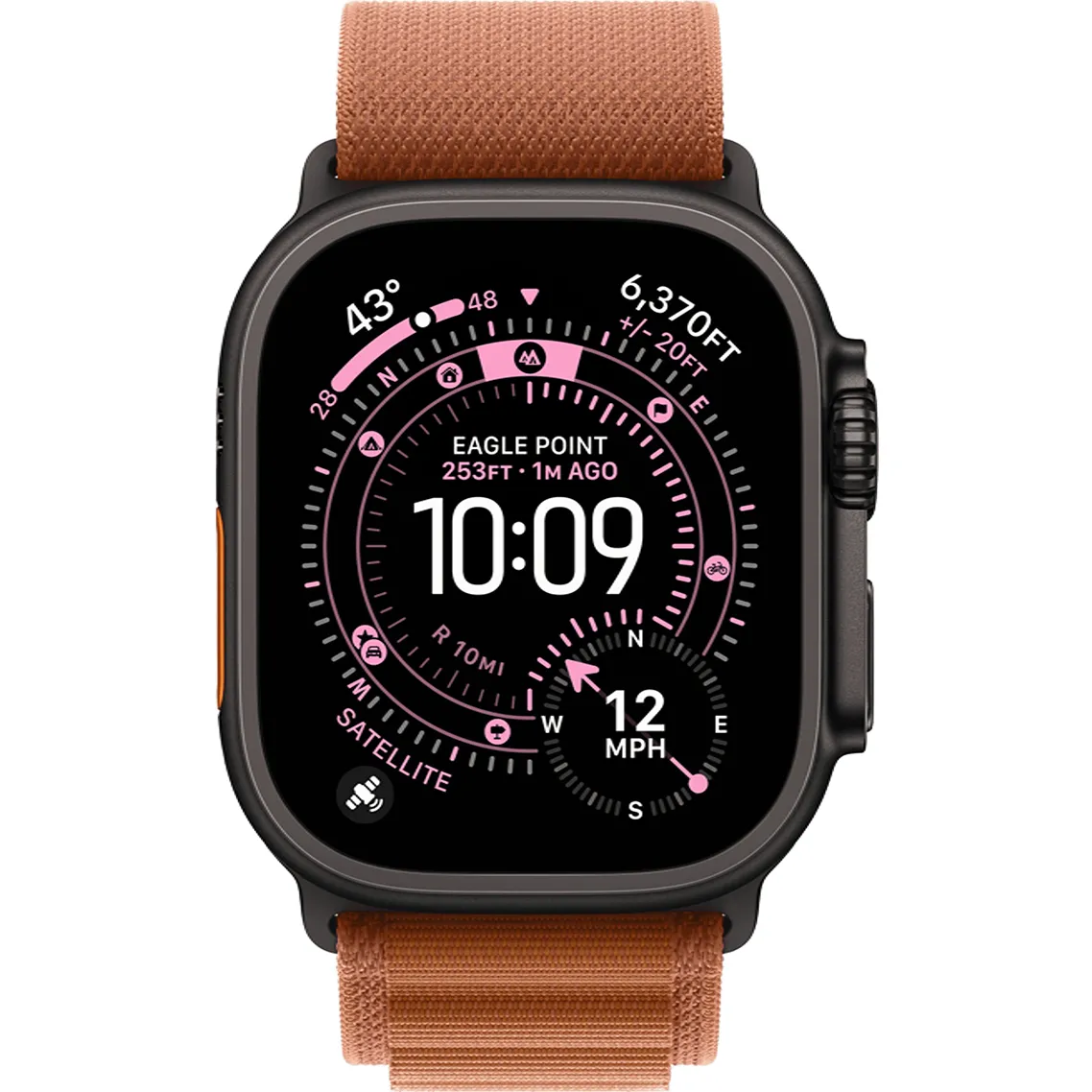 Apple Watch Ultra 3 GPS + Cellular 49mm Black Tit. Case w. Terra Cotta Alpine Loop - Medium (MF254+MG9E4)