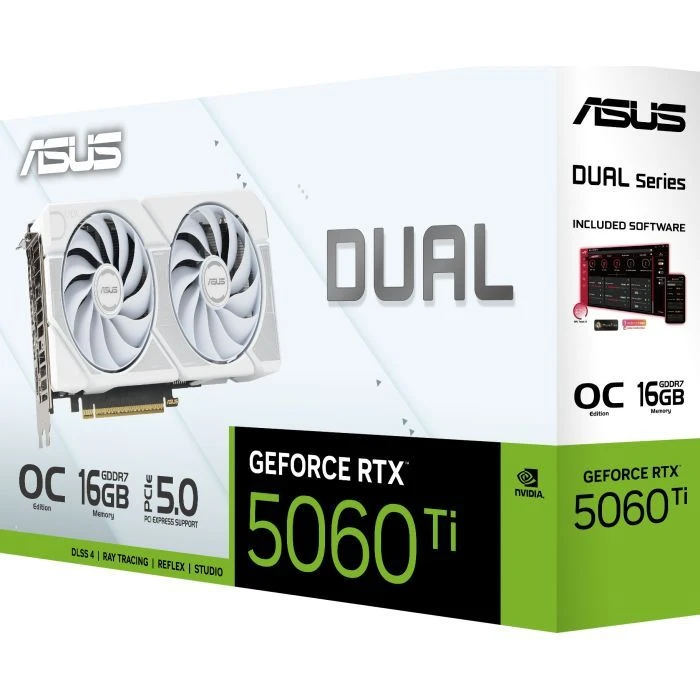 ASUS GeForce RTX5060Ti 16Gb DUAL WHITE OC (DUAL-RTX5060TI-O16G-WHITE) (UA) ; Форм-фактор: стандартная;