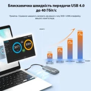 Карман зовнішній Maiwo M.2 SSD NVMe 2280 ч-з USB4.0 Type-C 40Gbps (K1695) (UA)
