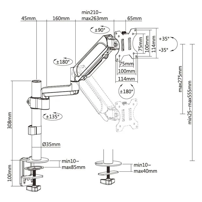 Кронштейн OfficePro MA721B (UA) ; Тип: поворотно-наклонный;