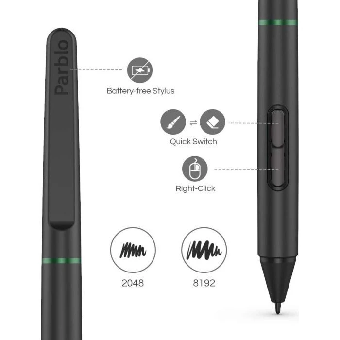 Перо Parblo P07 (Ninos M, Ninos S) (P07) (UA) Чутливість сенсора: 8192 levels;