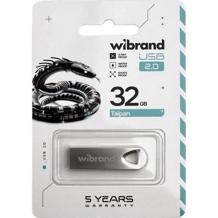 Wibrand 32GB Taipan Silver USB 2.0 (WI2.0/TA32U2S) (UA) ; Обсяг пам'яті: 32 Gb; Інтерфейс: USB