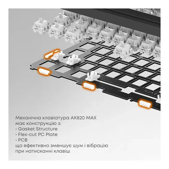 Ajazz AK820 MAX Flying Fish Switch RGB Wireless/Bluetooth/USB Beige (AK820MAX-FF-R) (UA)