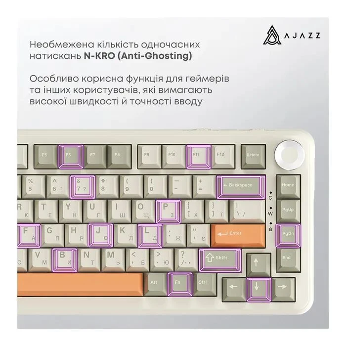 Ajazz AK820 MAX Flying Fish Switch RGB Wireless/Bluetooth/USB Beige (AK820MAX-FF-R) (UA)