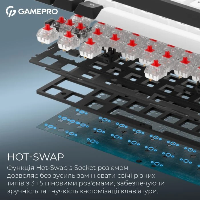 GamePro Asgard Valhalla MK210B Pro 65 RGB Wireless/Bluetooth/USB Black (MK210B Pro) (UA)