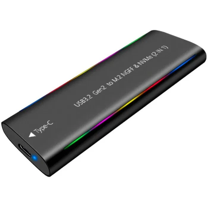 Карман зовнішній Dynamode M.2 SSD NVMe/SATA combo USB3.2 GEN2 Type-C алюміній чорний (DM-CAD-SSD10) (UA)