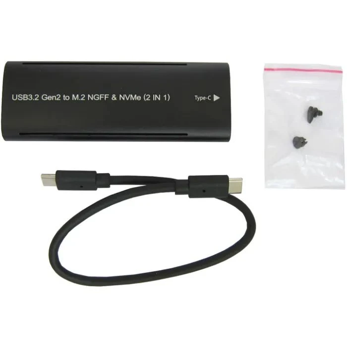 Карман зовнішній Dynamode M.2 SSD NVMe/SATA combo USB3.2 GEN2 Type-C алюміній чорний (DM-CAD-SSD10) (UA)