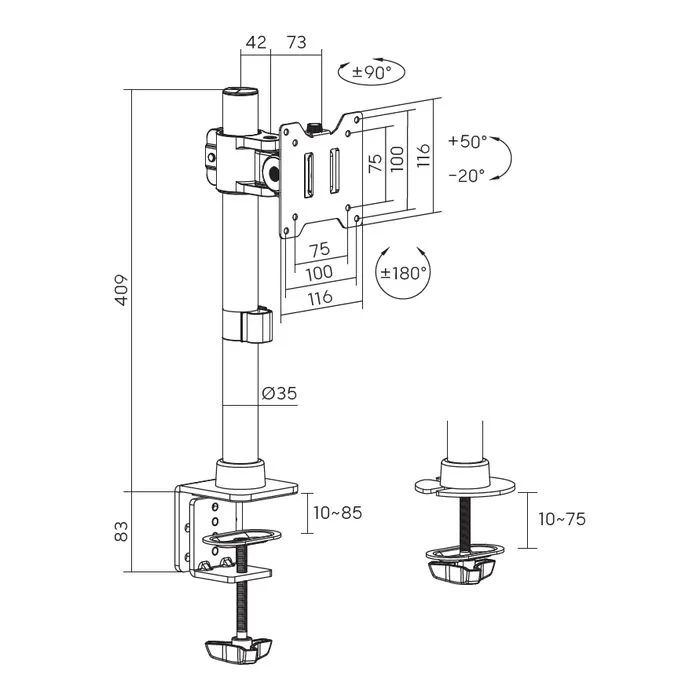 Кронштейн OfficePro MA100B (UA) ; Тип: поворотний; Варіанти
