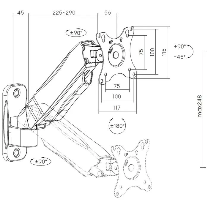 Кронштейн OfficePro MA300B (UA) ; Тип: поворотно-наклонный;