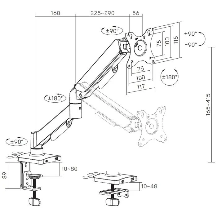 Кронштейн OfficePro MA431B (UA) ; Тип: поворотно-нахильний;