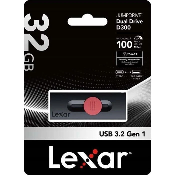 Lexar 32GB JumpDrive Dual Drive D300 USB/Type-C3.2 (LJDD300032G-BNBNG) (UA)