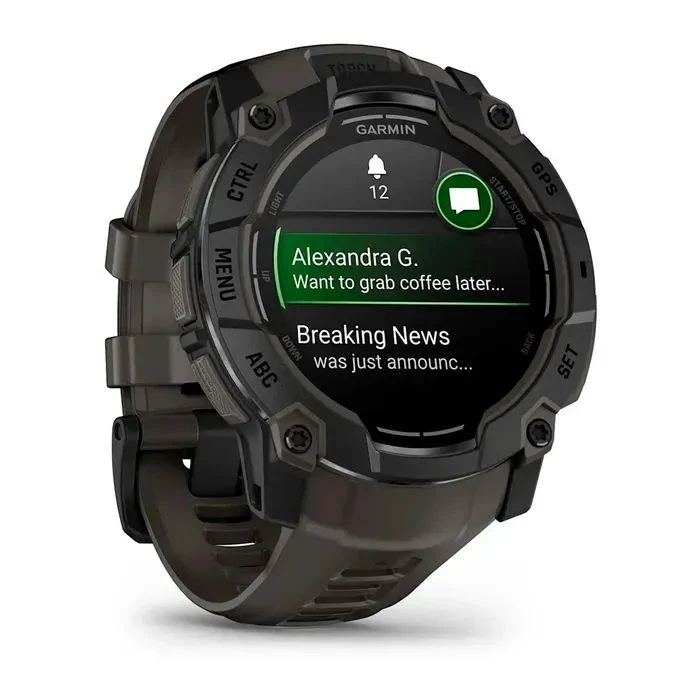 Смарт-годинники Garmin Instinct 3, 50mm, AMOLED, чорний безель з вугільним ремінцем, GPS (010-03020-00) (UA)