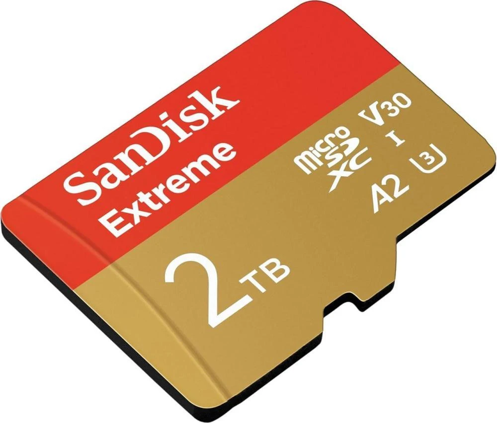 SanDisk 2 TB microSDXC U3 V30 A2 Extreme + Adapter SD (SDSQXAV-2T00-GN6MA) (UA) Бренд: SanDisk; Об'єм пам'яті, ГБ: 2000;