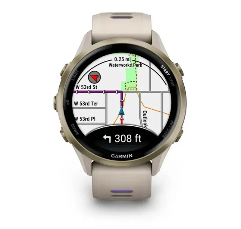 Garmin Forerunner 970 French Gray Soft Gold Titanium with French Gray/Translucent Indigo Silicone with Soft Gold Buckle (010-02969-62) (UA) Діагональ екрана: 1.4; Роздільна