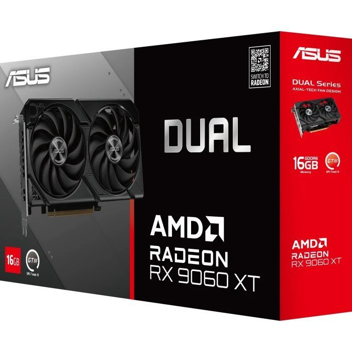 ASUS Radeon RX 9060 XT 16Gb DUAL OC (DUAL-RX9060XT-16G) (90YV0LG2-M0NA00) (UA) ; Форм-фактор: стандартний;