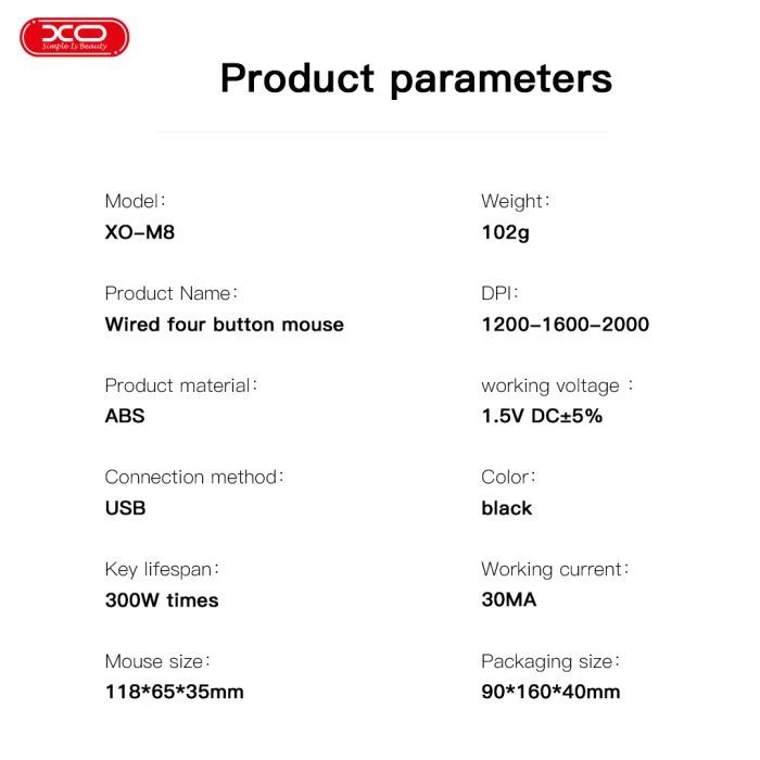 XO M8 Wireless Black (M8 Black) (UA) ; Підключення: дротове;