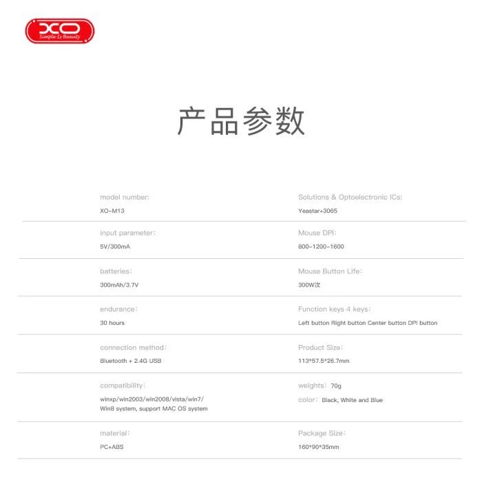 XO M13 Wireless Blue (M13 Blue) (UA) ; Підключення: бездротове;