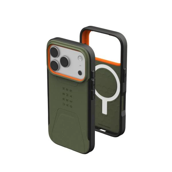 Чохол для смартфона URBAN ARMOR GEAR iPhone 17 Pro, Civilian MagSafe, Olive/Orange (114545117297) (UA) Бренд: URBAN ARMOR GEAR; Совместимость: